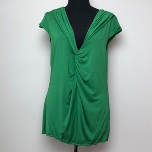 Max Studio Gathered Neckline Green Shirt Sz Large